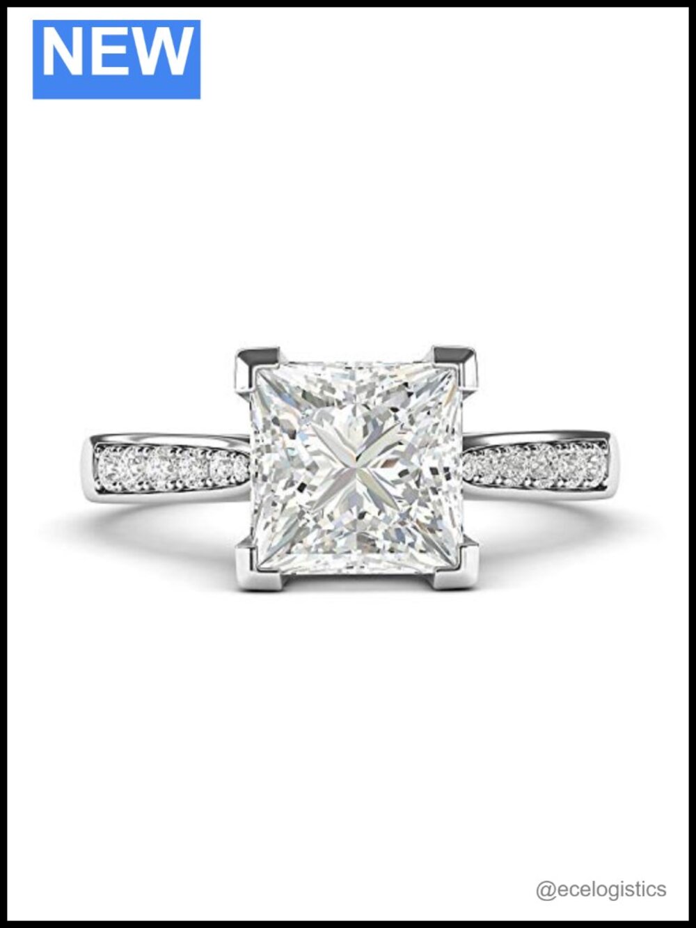 Sterling Silver Solitaire 1.5ct Simulated Princess Cut Diamond Engagement Ring